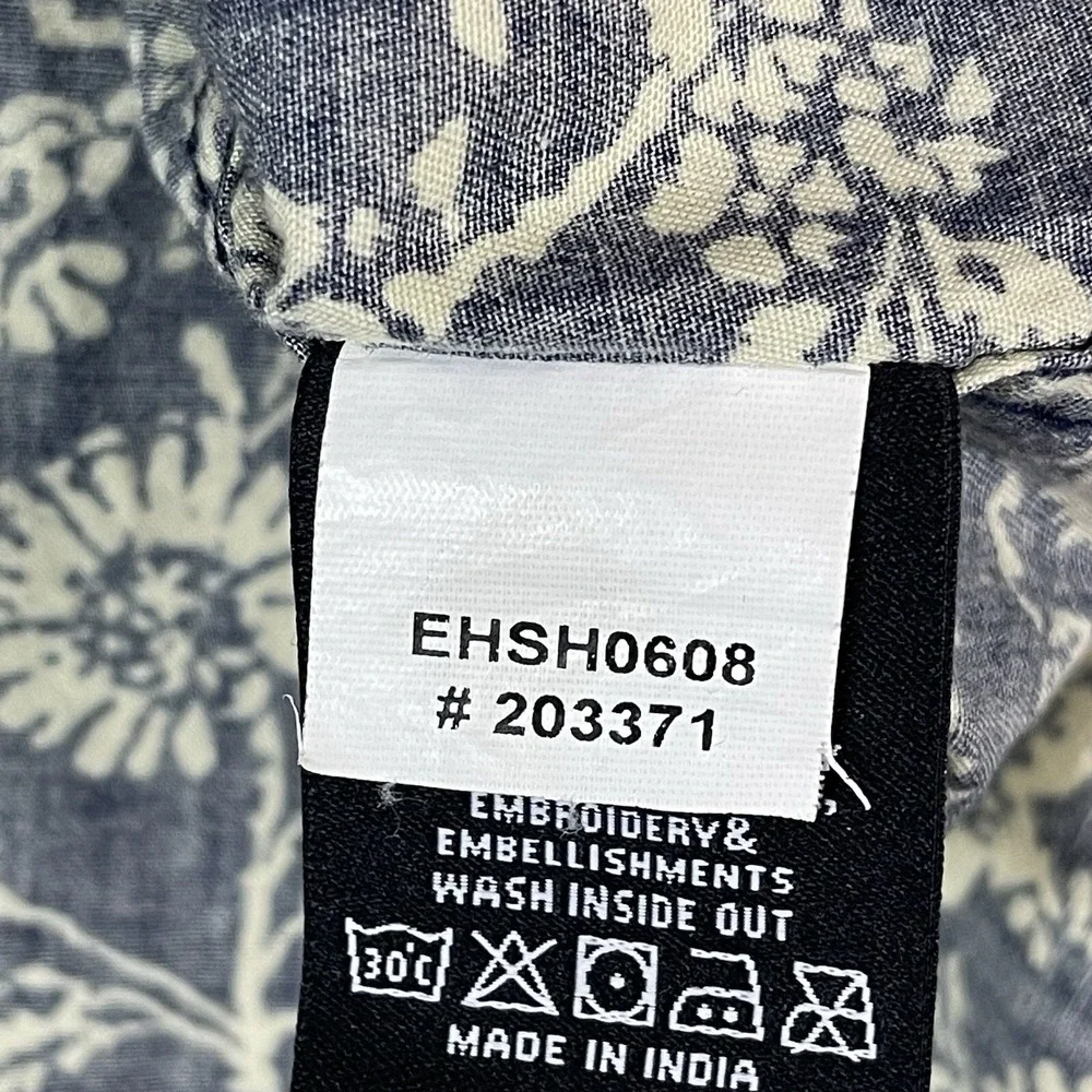 Ed Hardy Button Down Mens XL EHSH0608 Navy Blue Floral Long Sleeve EUC